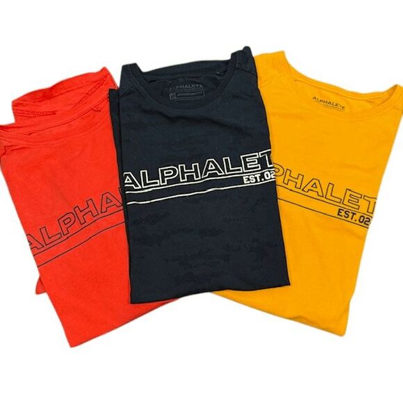 Alphalete Performance Tee Bundle of 3 Black Camo, Red, Yellow Size Medium - Picture 1 of 10